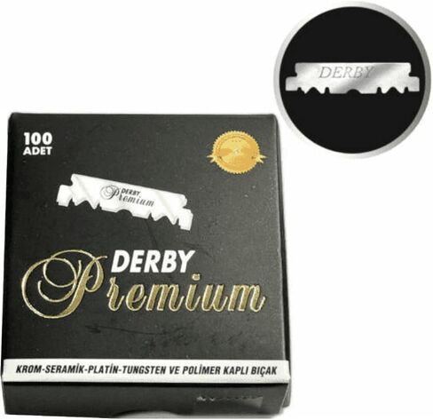 Derby Premium Single Edge Razor Blades, Razor Blades, Single Edge, Ultra Sharp, Chromium - Ceramic - Platinum - Tungsten and Polymer Coated Edges (3) in Kuwait