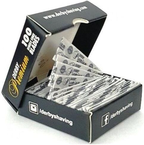Derby Premium Single Edge Razor Blades, Razor Blades, Single Edge, Ultra Sharp, Chromium - Ceramic - Platinum - Tungsten and Polymer Coated Edges (3) in Kuwait