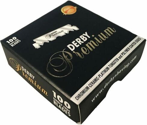 Derby Premium Single Edge Razor Blades, Razor Blades, Single Edge, Ultra Sharp, Chromium - Ceramic - Platinum - Tungsten and Polymer Coated Edges (3) in Kuwait
