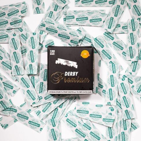 Derby Premium Single Edge Razor Blades, Razor Blades, Single Edge, Ultra Sharp, Chromium - Ceramic - Platinum - Tungsten and Polymer Coated Edges (3) in Kuwait