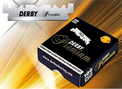 Derby Premium Single Edge Razor Blades, Razor Blades, Single Edge, Ultra Sharp, Chromium - Ceramic - Platinum - Tungsten and Polymer Coated Edges (3) in Kuwait