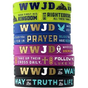 ZKXXJ 4Pcs Set WWJD Rubber Bracelets for Men Women - What Would Jesus Do Silicone Wristband Inspirational Religious Reminder Christian Jewerly Gifts for Fundraiser Church Events Party in Saudi Arabia