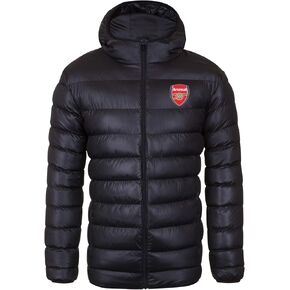Arsenal FC Official Soccer Gift Mens Quilted Hooded Winter Jacket Black Large in Saudi Arabia