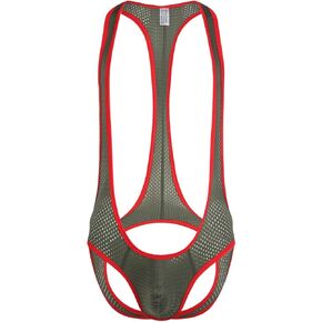 QiaTi Men's Leotard Bodysuit Thong Stretch Wrestling Singlet Jumpsuit One-Piece G-String Underwear