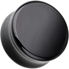 Covet Jewelry Black Agate Natural Stone Double Flared Ear Gauge Plug in Saudi Arabia