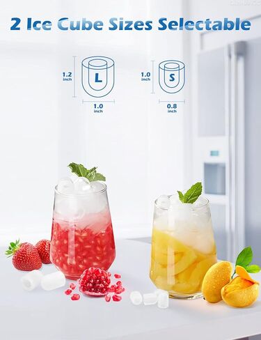 سطح عمل صانعات الثلج من فريزيمر، 33 رطل/24 ساعة، سطح عمل ماكينة صنع الثلج المحمول، 9 مكعبات جاهزة في 7-10 دقائق، مكعبان ثلج بحجمين، ماكينة ثلج ذاتية التنظيف مع مغرفة ثلج وسلة وكوب قياس in Kuwait