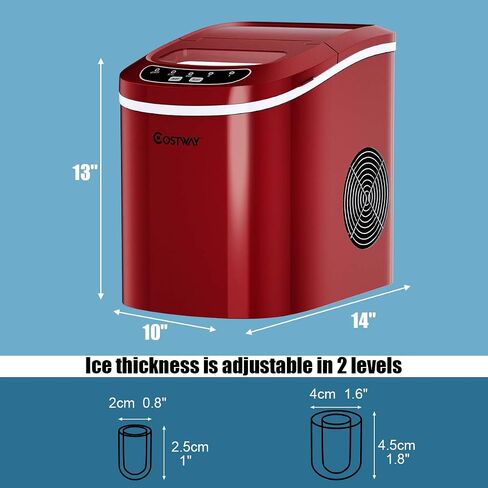 COSTWAY Countertop Ice Maker, 26LBS/24H Portable and Compact Ice Maker Machine, Ice Cubes Ready in 6 Mins, Electric High Efficiency Small Ice Maker with Ice Scoop for Home Kitchen Office, Silver in Saudi Arabia