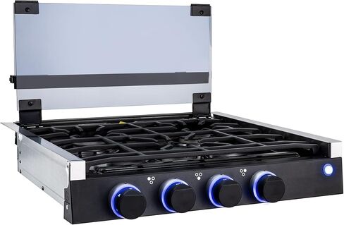 RecPro RV Built In Gas Cooktop | 3 Burners | RV Cooktop Stove | 6,500 and 8,000 BTU Burners | Cover Included in Kuwait