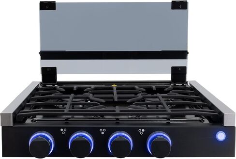 RecPro RV Built In Gas Cooktop | 3 Burners | RV Cooktop Stove | 6,500 and 8,000 BTU Burners | Cover Included in Kuwait