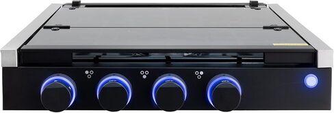 RecPro RV Built In Gas Cooktop | 3 Burners | RV Cooktop Stove | 6,500 and 8,000 BTU Burners | Cover Included in Kuwait