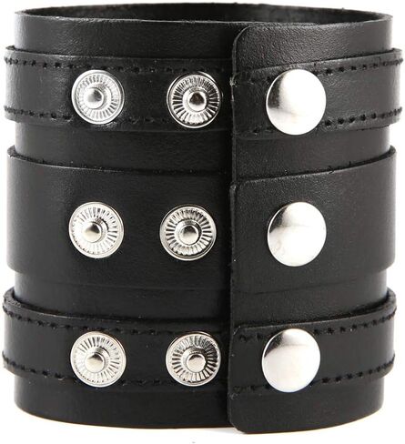 Men's Wide Cuff Wristband Punk Rock Motorbike Wide Belt Leather Bracelet in Saudi Arabia