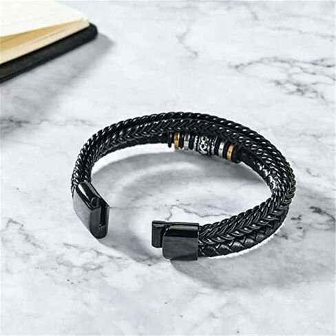 to My Son/Grandson Braided Leather Bracelet, I Will Always Be with You, Men's Double-Row Black Braided Leather Bracelet with Love My Grandson/Love You Forever (Love You Forever) in Saudi Arabia