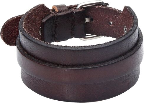 Stunning Adjustable Dark Brown Cuff Leather Bracelet for Men (Metal Buckle Clasp) in Saudi Arabia