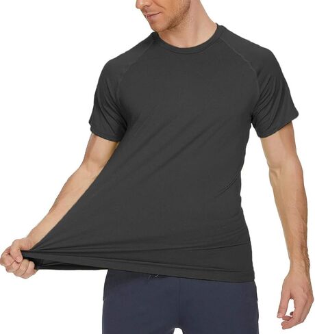 Janmid Men's Quick Dry Short Sleeve T-Shirt Sun Protection Running Workout Shirts in Saudi Arabia