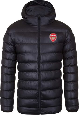 Arsenal FC Official Soccer Gift Mens Quilted Hooded Winter Jacket Black Large in Saudi Arabia