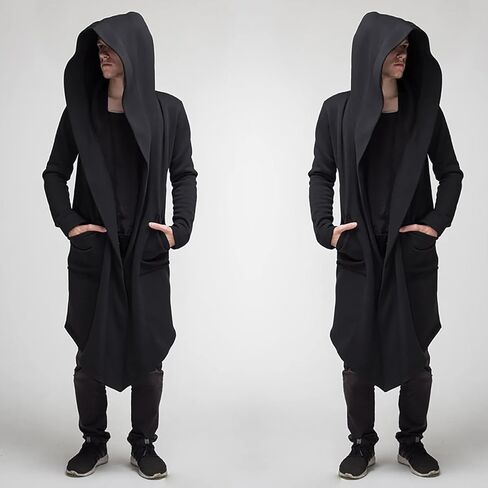 Ymosrh Light Rain Jacket Mens Men's Slim Long Hooded Cardigan Warm Woolen Coat Jacket Jackets for Men Waterproof in Kuwait
