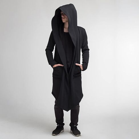 Ymosrh Light Rain Jacket Mens Men's Slim Long Hooded Cardigan Warm Woolen Coat Jacket Jackets for Men Waterproof in Kuwait