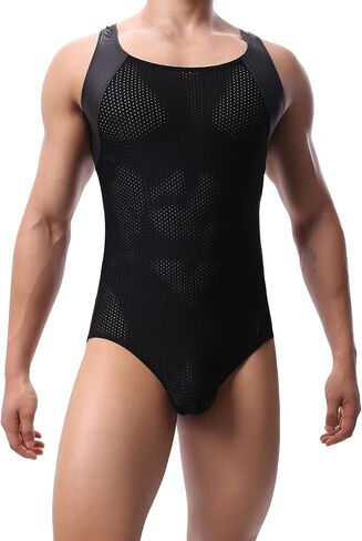 QiaTi Mens Bodysuit Sexy Athletic Supporters Jumpsuit Sport Singlet Leotard Underwear Wrestling Bodysuit in Kuwait