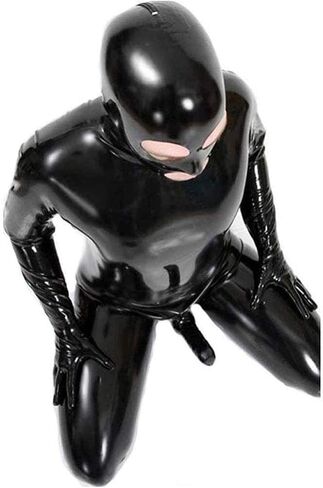 Men's Shiny Patent Black Leather cat Suit Full Body Men Sexy Latex Tight Zipper Jumpsuit Rubber Clothing in Saudi Arabia