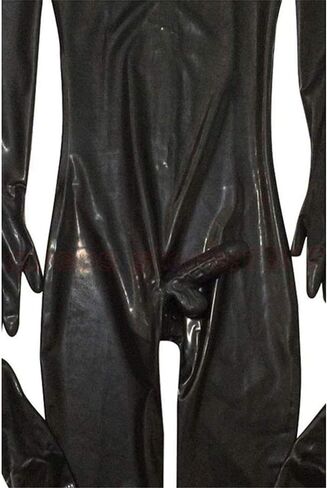 Men's Shiny Patent Black Leather cat Suit Full Body Men Sexy Latex Tight Zipper Jumpsuit Rubber Clothing in Saudi Arabia