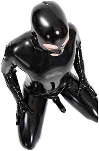 Men's Shiny Patent Black Leather cat Suit Full Body Men Sexy Latex Tight Zipper Jumpsuit Rubber Clothing in Saudi Arabia