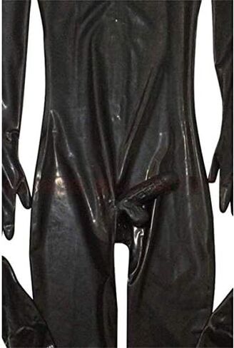 Men's Shiny Patent Black Leather cat Suit Full Body Men Sexy Latex Tight Zipper Jumpsuit Rubber Clothing in Saudi Arabia