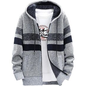 Ymosrh Motorcycle Jacket Men and Winter Casual Sweater Jacket Warm Knit Sweater Hooded Hoodie Jackets for Fashion in Saudi Arabia