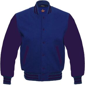 Men's Varsity Baseball Letterman School Bomber style all wool Purple sleeves jacket in Saudi Arabia