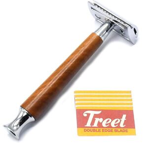 OdontoMed2011® Classic Double Edge Wood Shaving Safety Razor Long Handle Shaver with 5 Pcs Razor Blades BTS-303 in Kuwait