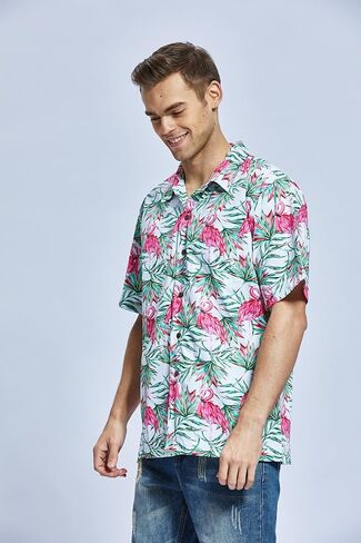 Hawaii Hangover Men's Hawaiian Shirt Aloha Shirt The New Classic Map Flamingo in Kuwait