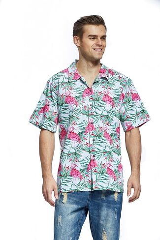 Hawaii Hangover Men's Hawaiian Shirt Aloha Shirt The New Classic Map Flamingo in Kuwait