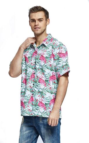 Hawaii Hangover Men's Hawaiian Shirt Aloha Shirt The New Classic Map Flamingo in Kuwait