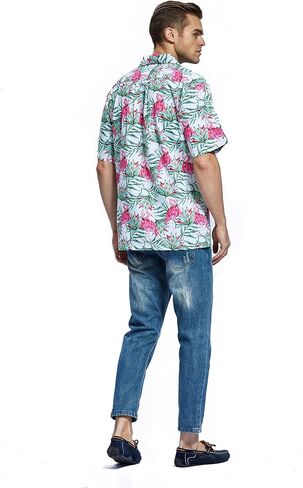 Hawaii Hangover Men's Hawaiian Shirt Aloha Shirt The New Classic Map Flamingo in Kuwait