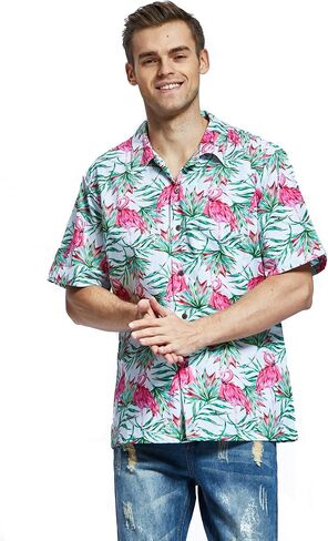 Hawaii Hangover Men's Hawaiian Shirt Aloha Shirt The New Classic Map Flamingo in Kuwait