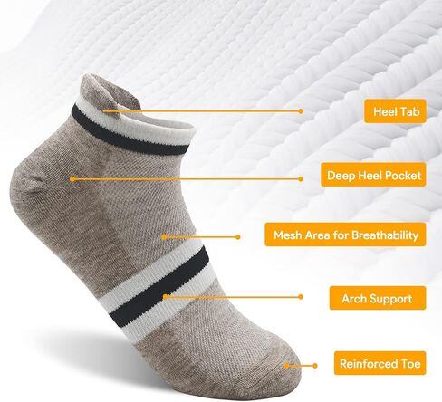جوارب الكاحل من وونهاج للنساء، جوارب رياضية للجري رفيعة للكاحل للرجال، أقدام صغيرة، 5 أزواج، جوارب رياضية منخفضة القطع مع قطن تبويب in Kuwait