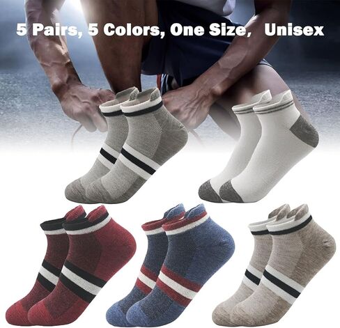 جوارب الكاحل من وونهاج للنساء، جوارب رياضية للجري رفيعة للكاحل للرجال، أقدام صغيرة، 5 أزواج، جوارب رياضية منخفضة القطع مع قطن تبويب in Kuwait