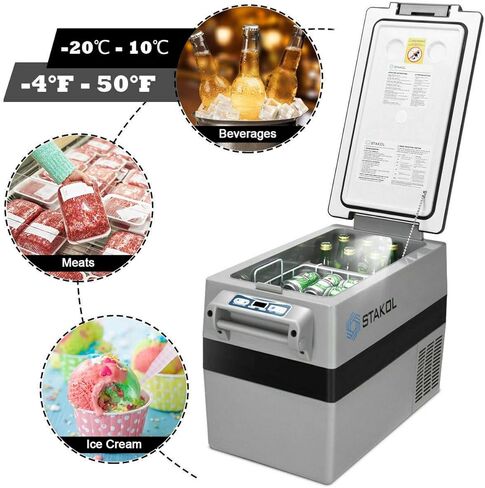 COSTWAY Car Refrigerator, Electric 12V/24V Car Cooler with 3 Levels, LCD Display, Shockproof Design, Travel RV Fridge for Home, Camping, Truck Party (44-Quart) in Kuwait