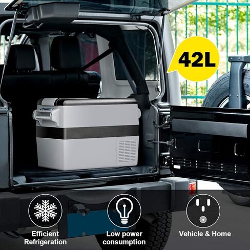 COSTWAY Car Refrigerator, Electric 12V/24V Car Cooler with 3 Levels, LCD Display, Shockproof Design, Travel RV Fridge for Home, Camping, Truck Party (44-Quart) in Kuwait