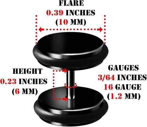 BIG GAUGES 2 Pairs 316L Surgical Steel Anodized Fake Plugs Piercing Jewelry Fake Ear Plugs Cheater Earring Stretching Lobe in Saudi Arabia