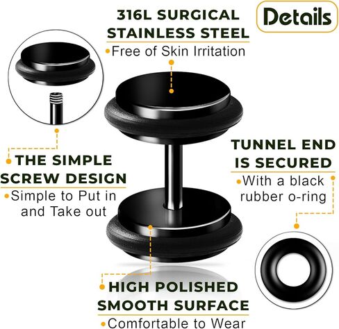 BIG GAUGES 2 Pairs 316L Surgical Steel Anodized Fake Plugs Piercing Jewelry Fake Ear Plugs Cheater Earring Stretching Lobe in Kuwait