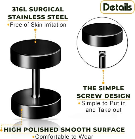 BIG GAUGES 2 Pairs 316L Surgical Steel Anodized Fake Plugs Piercing Jewelry Fake Ear Plugs Cheater Earring Stretching Lobe in Saudi Arabia