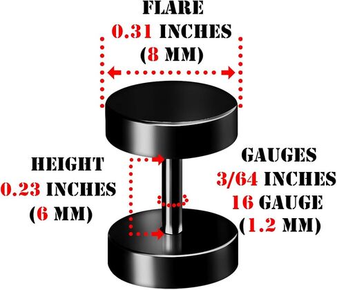BIG GAUGES 2 Pairs 316L Surgical Steel Anodized Fake Plugs Piercing Jewelry Fake Ear Plugs Cheater Earring Stretching Lobe in Saudi Arabia