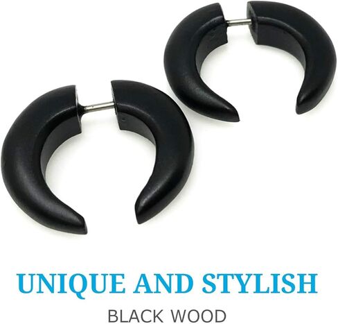 UMBRELLALABORATORY Tribal Organic Wooden Earrings Fake Gauges Sold As Pair Bohemian Jewelry Beach Tropical Tattoo in Kuwait