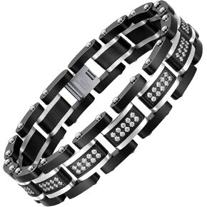 Ziallay Link initial bracelet hip hop jewel gift men Ms. Christmas birthday jewel gift boyfriend son fashion bracelet, diamond, double tone bracelet. in Saudi Arabia