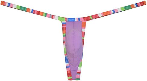 Sexy Men's Bordered Slim Thong Underwear Soft String Ice Silk Hipster Bulge Pouch G-string in Kuwait