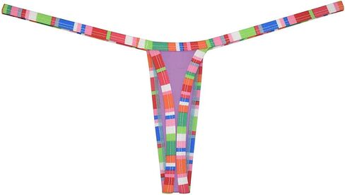 Sexy Men's Bordered Slim Thong Underwear Soft String Ice Silk Hipster Bulge Pouch G-string in Kuwait