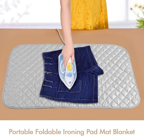 Oumefar Portable Ironing Mat Foldable Ironing Pad Mat Blanket Premium Cotton Magnetic Ironing Mat Ironing Mat Washer and Dryer Covers for Table Top and Travelling Useful Accessory in Saudi Arabia