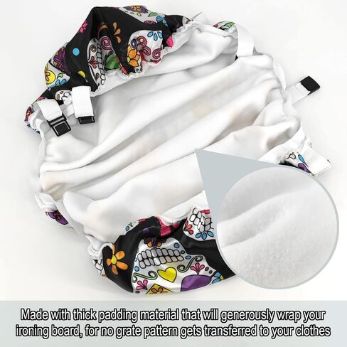 غطاء طاولة الكي BLUBLU مقاس قياسي 38.1 سم × 137.16 سم، قماش شبكي واقي، بطانة سميكة مع حافة مرنة - جمجمة السكر in Kuwait