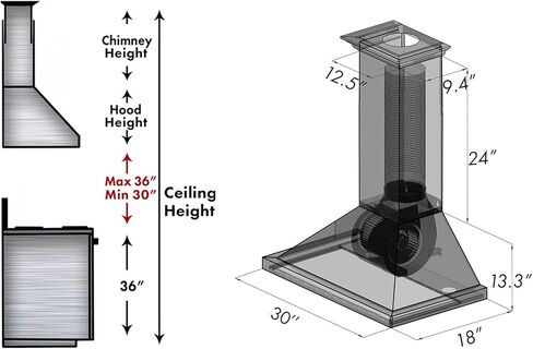 ZLINE 30 in. 400 CFM Designer Series Wooden Wall Mount Range Hood (KBCC-30) in Kuwait