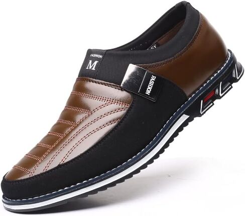 Mens Oxford Derby Orthopedic Leather Slip-On Casual Shoes Luxury Business Soft Sole Flat Oxford in Saudi Arabia